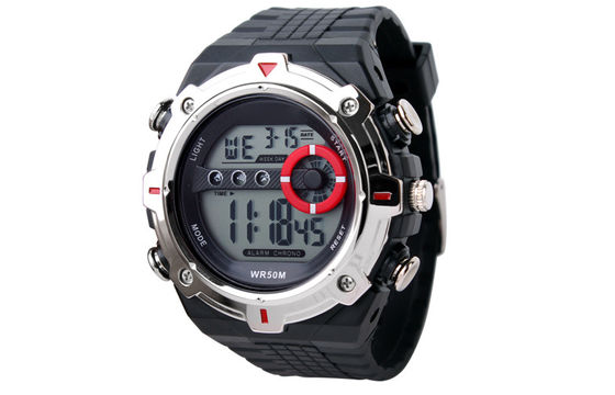 Large Face Digital Watch Hourly Chime PU Electronic Watches For Man