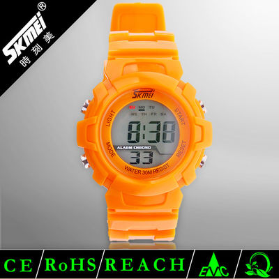 LCD Sport Multifunction Digital Watch Use PU Plastic Strap Waterproof