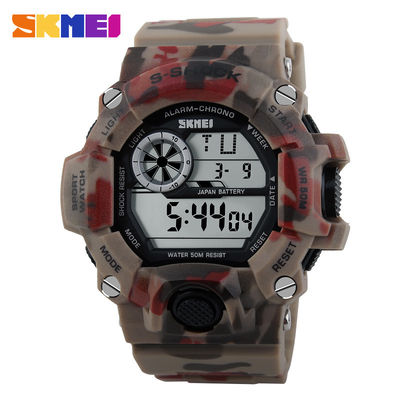 Military Multifunction Digital Watch National Camo Design With Strong Light