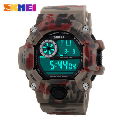 Military Multifunction Digital Watch National Camo Design With Strong Light