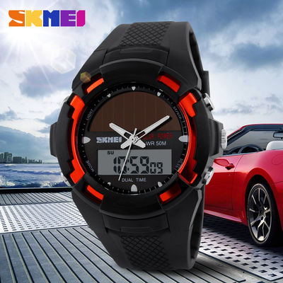 Dual Time Solar Power Outdoor Sport Digital Quartz Shock Watches