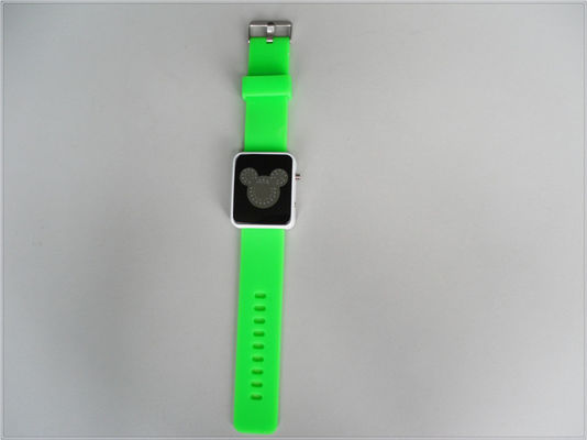 Green Silicone Wristband Watch Waterproof , Digital Mickey Mouse Watchs