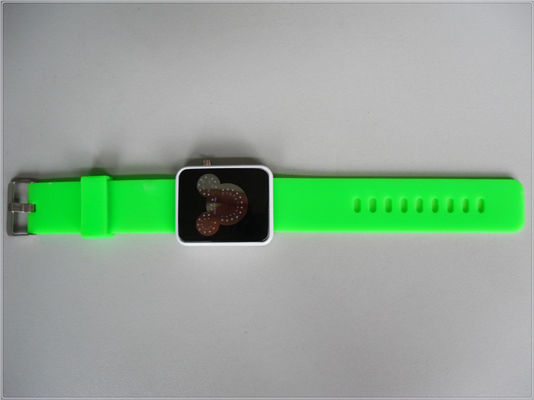 Green Silicone Wristband Watch Waterproof , Digital Mickey Mouse Watchs