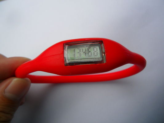 Red / tím Sport Silicon Pedometer Xem Với màn hình LCD cho các em gái / trai